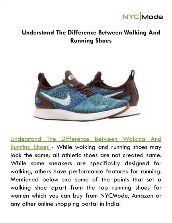 Understand The Difference Between Walking And Running Shoes