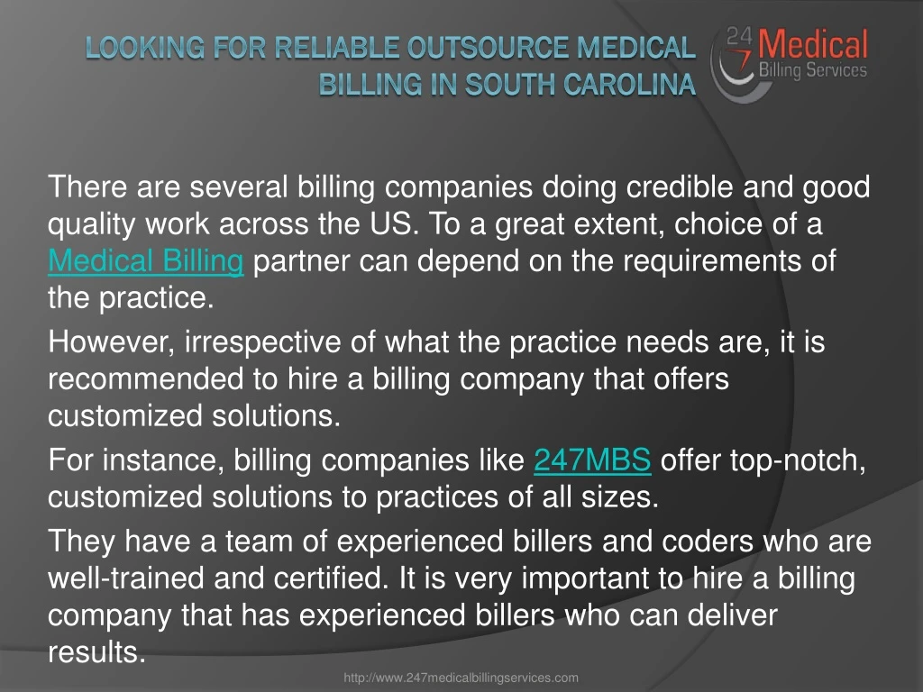 looking for reliable outsource medical billing in south carolina