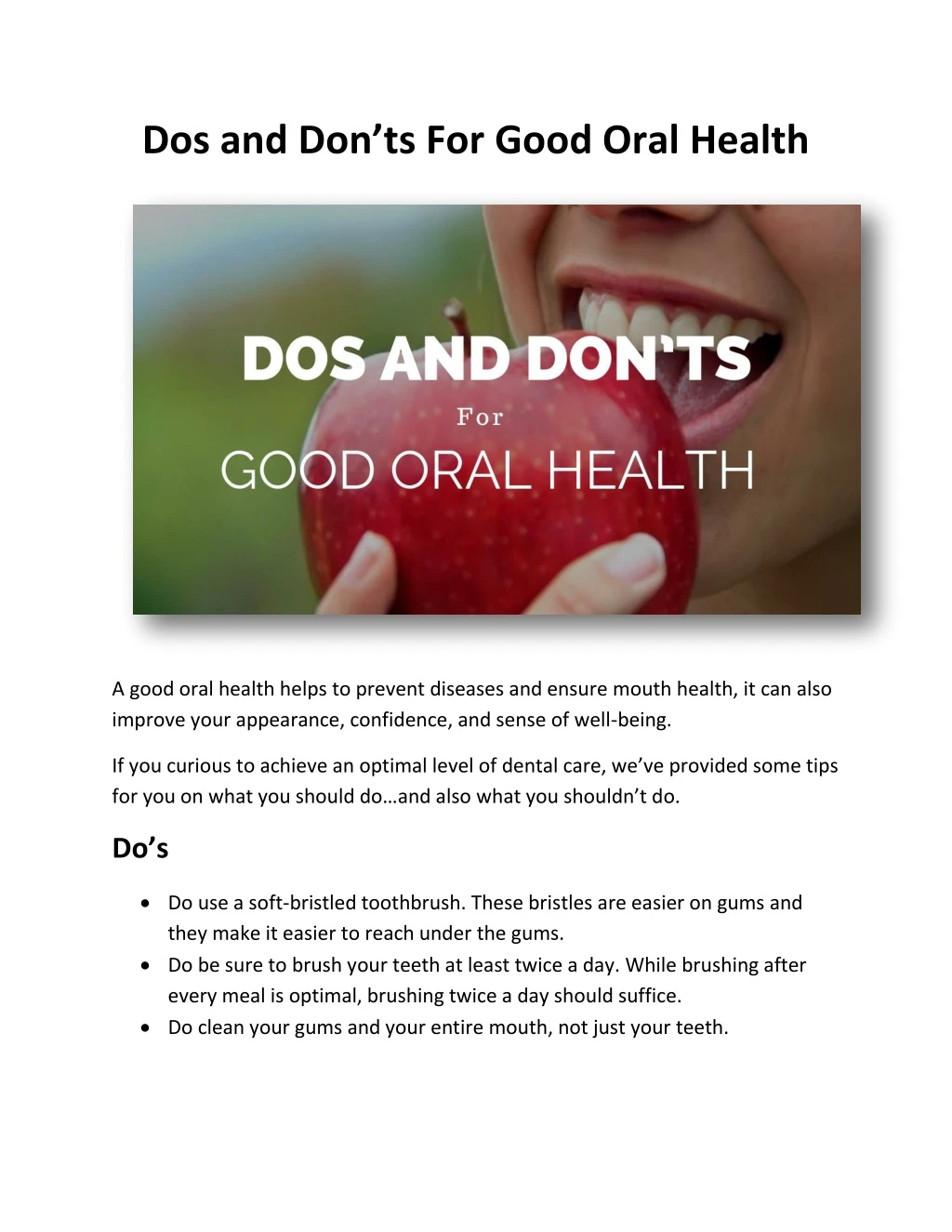 dos and don ts for good oral health