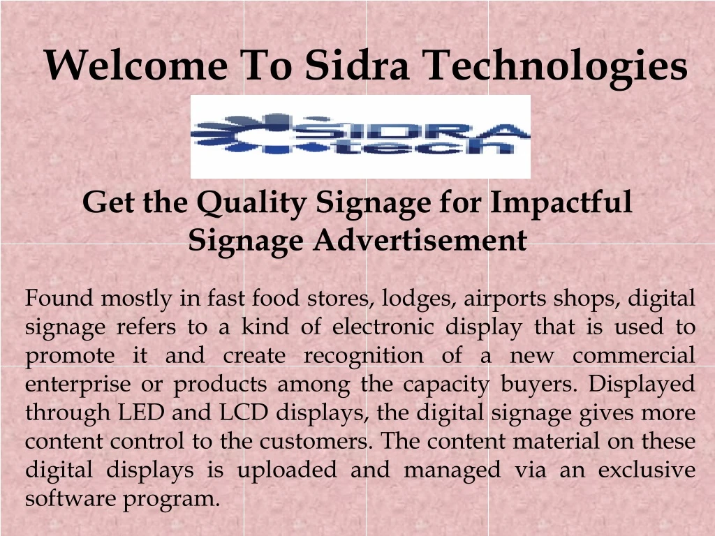 welcome to sidra technologies
