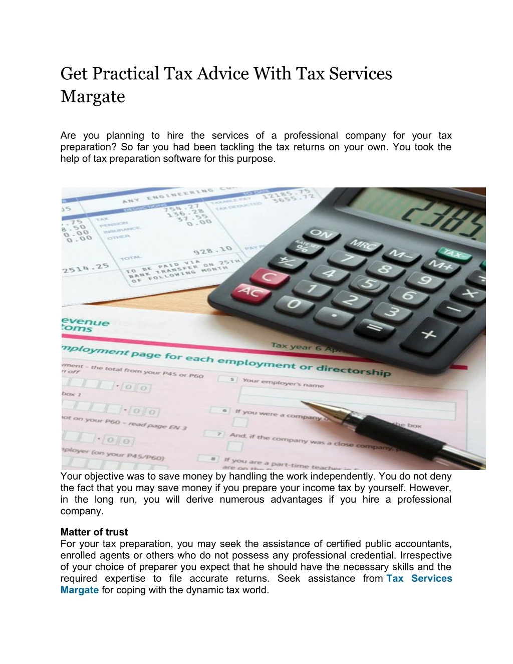 get practical tax advice with tax services margate