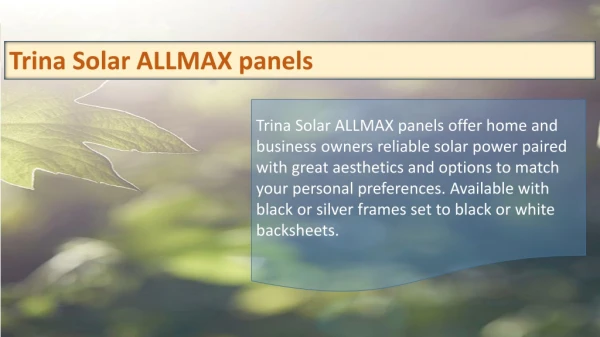 Trina Solar ALLMAX panels