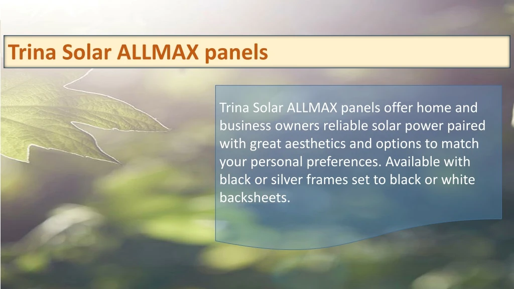 trina solar allmax panels