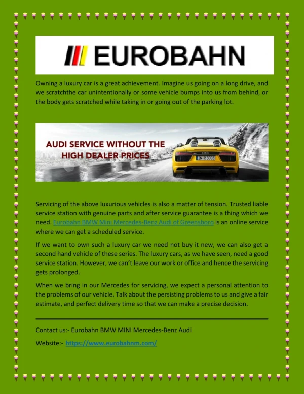 Eurobahn BMW Mini Mercedes-Benz Audi Of Greensboro