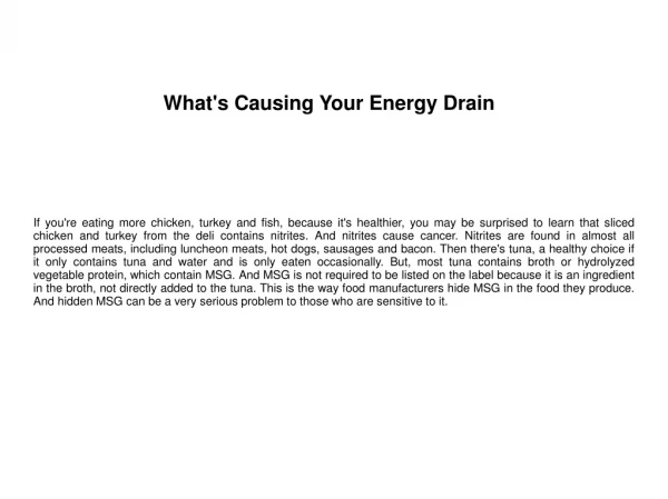 What's Causing Your Energy Drain