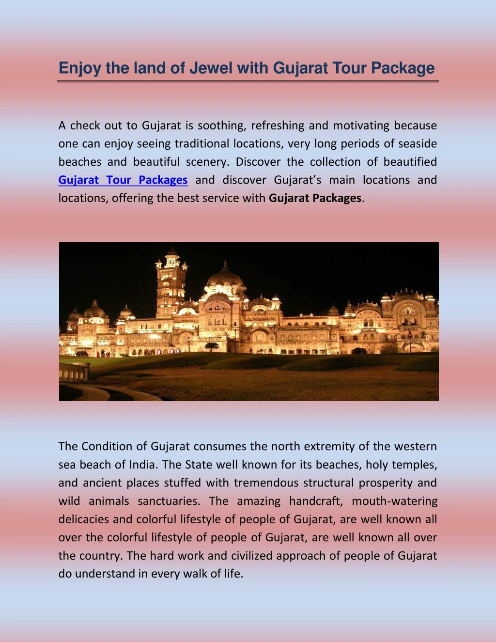enjoy the land of jewel with gujarat tour package