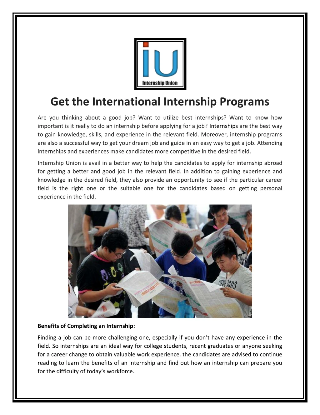 get the international internship programs
