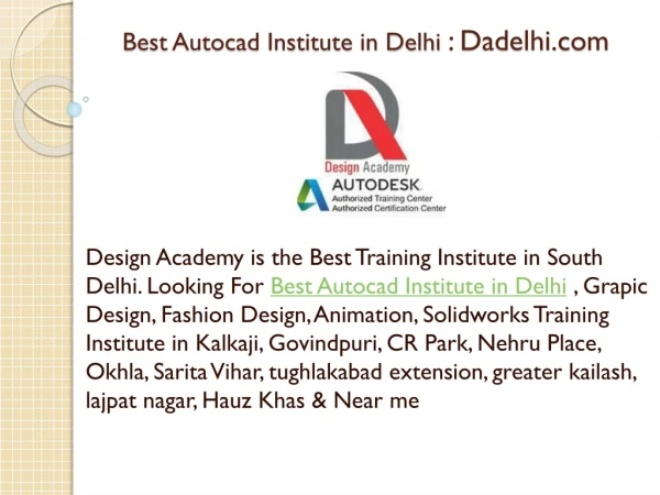 Best Autocad Institute in Delhi
