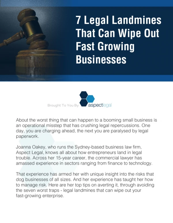 7 Legal Landmines That Can Wipe Out Fast Growing Businesses