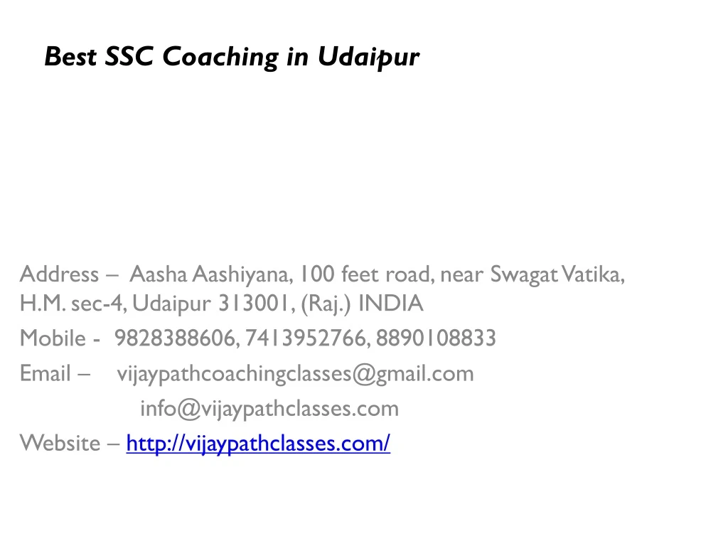 best ssc coaching in udaipur