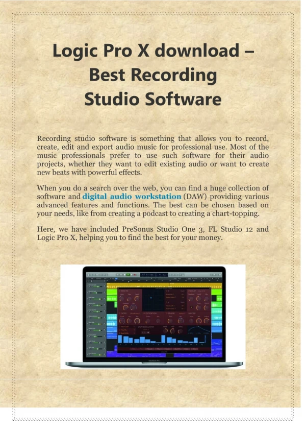 Logic Pro X download – Best Recording Studio Software