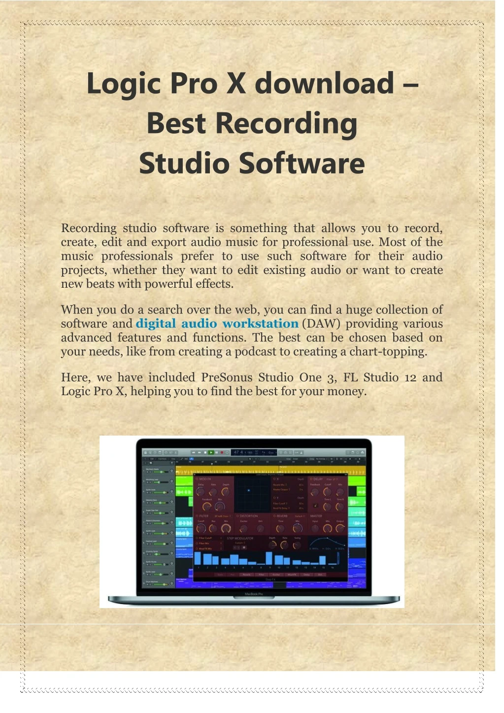 logic pro x download best recording studio