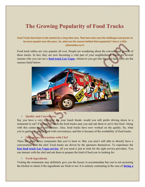 The Growing Popularity of Food Trucks