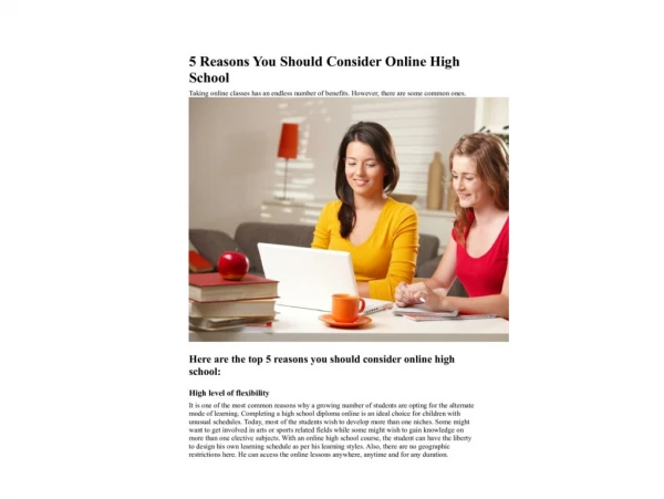 5 Reasons You Should Consider Online High School