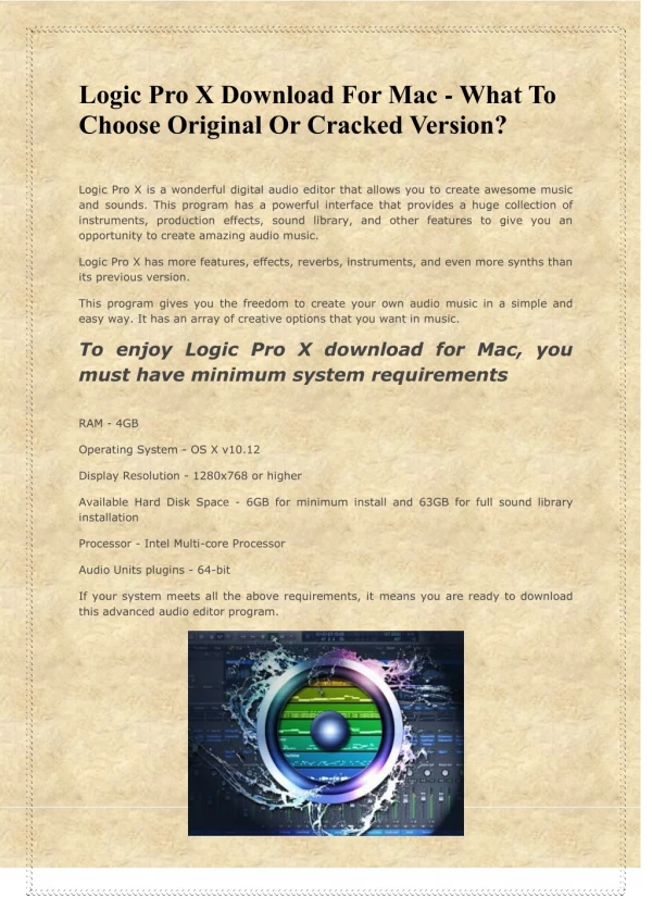 Logic Pro X Download For Mac - What To Choose Original Or Cracked Version?