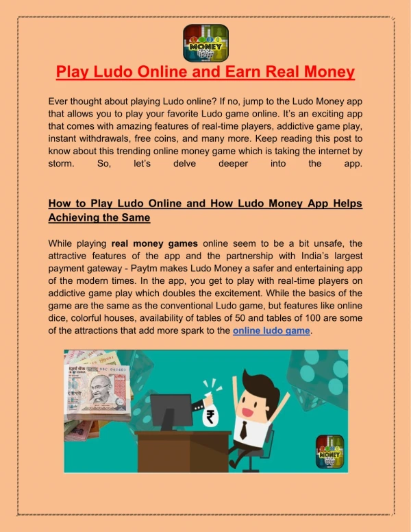 Play Ludo Online and Earn Real Money