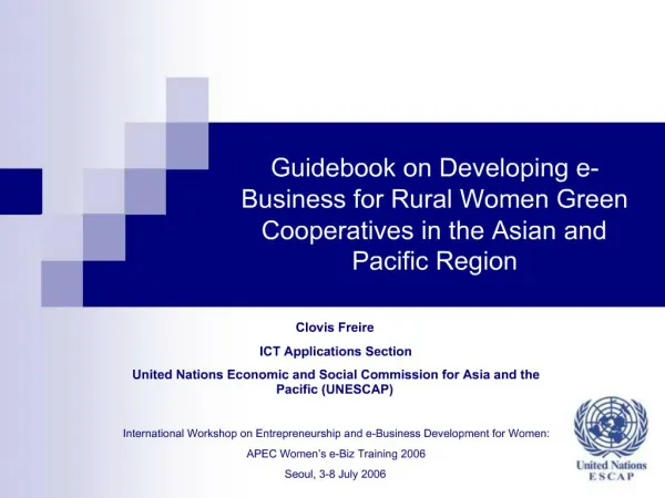 Guidebook on Developing e-Business for Rural Women Green Cooperatives in the Asian and Pacific Region