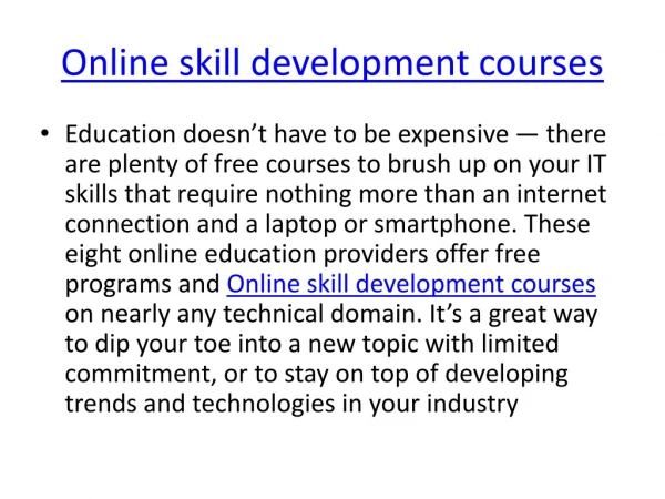 Online skill development courses