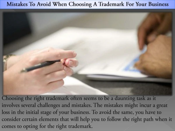 Mistakes To Avoid When Choosing A Trademark For Your Business