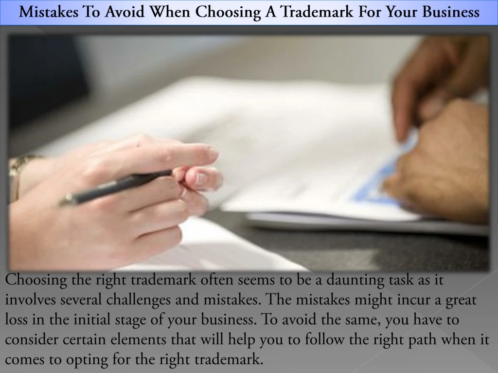 mistakes to avoid when choosing a trademark