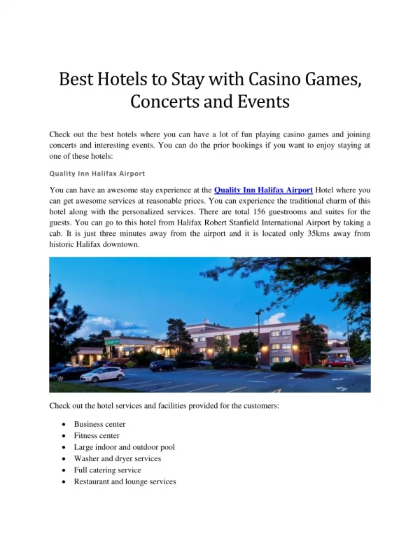 Best Hotels to Stay with Casino Games, Concerts and Events