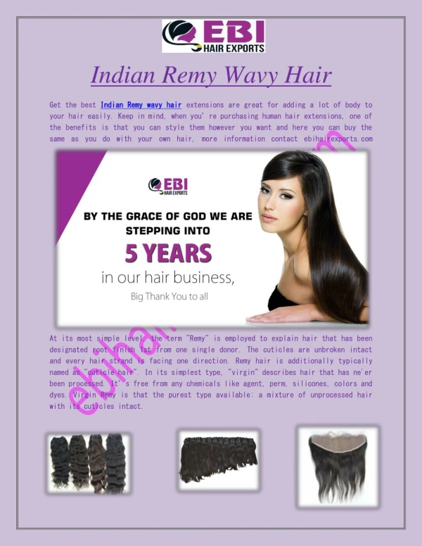 Best Indian Remy Wavy Hair - EBI Hair Exports