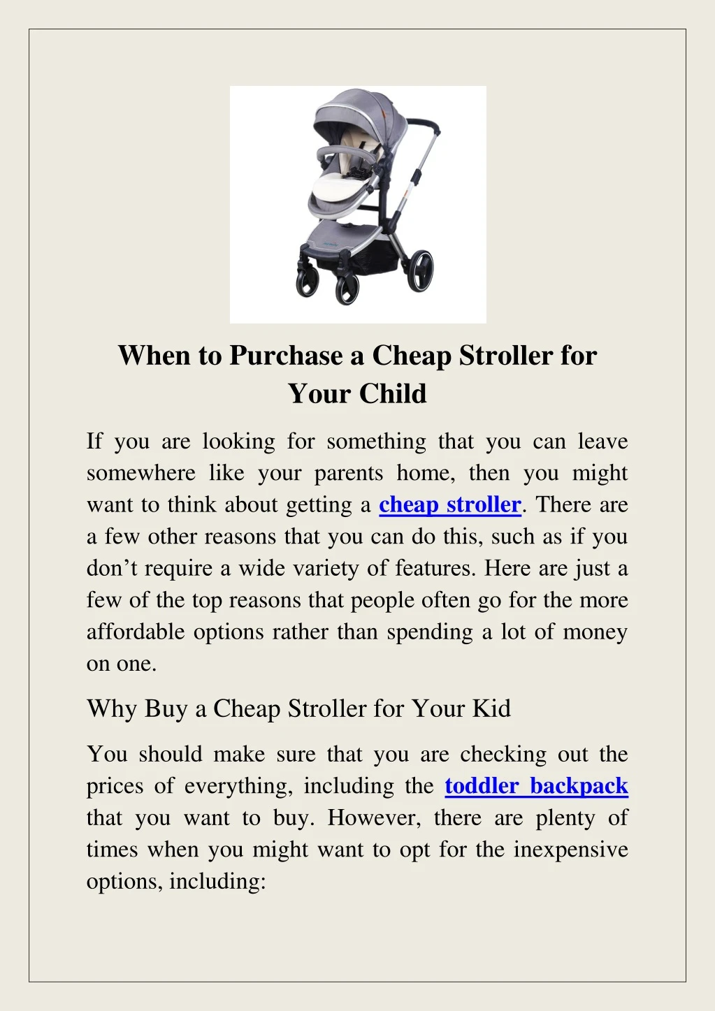 when to purchase a cheap stroller for your child