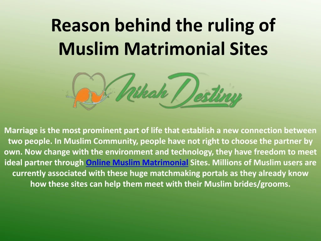 reason behind the ruling of muslim matrimonial