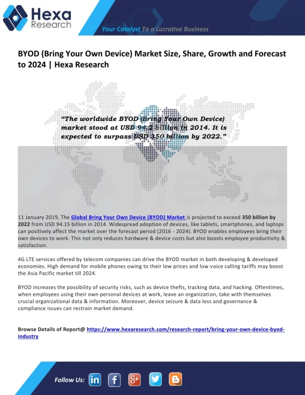 Bring Your Own Device Market Size, Industry Trends and Analysis | Hexa Research