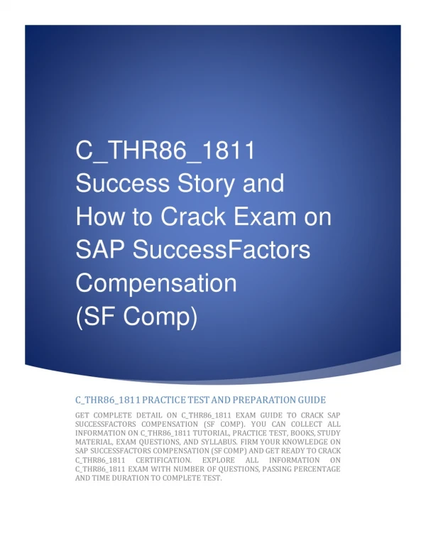 C_THR86_1811 Success Story and How to Crack Exam on SAP SuccessFactors Compensation (SF Comp)
