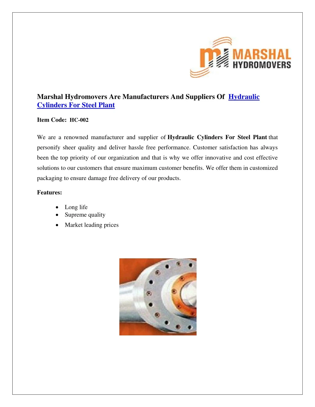 marshal hydromovers are manufacturers