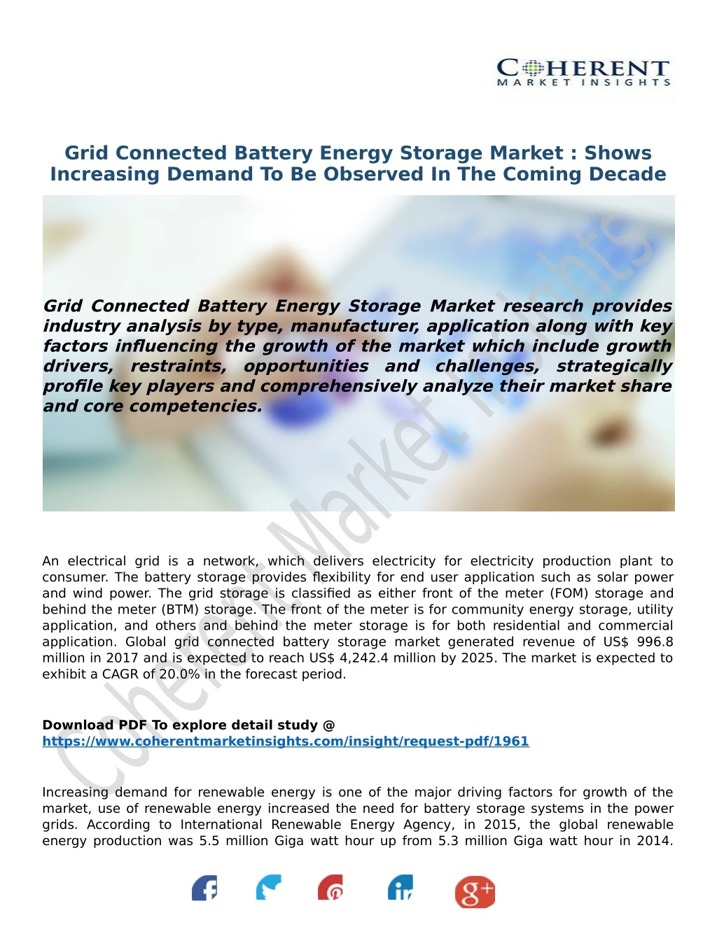 grid connected battery energy storage market
