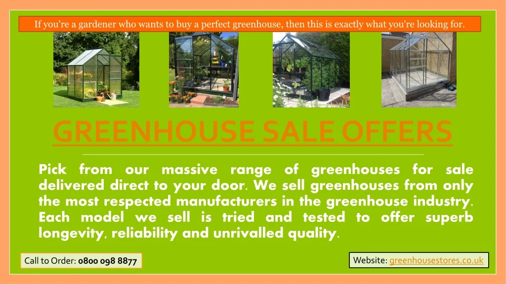 greenhouse sale offers