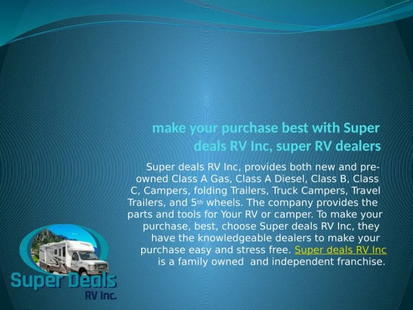 Get your own RV at best RV prices