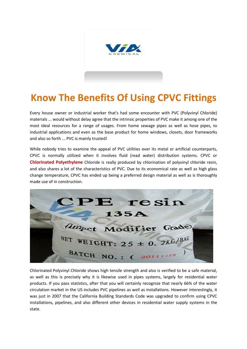know the benefits of using cpvc fittings