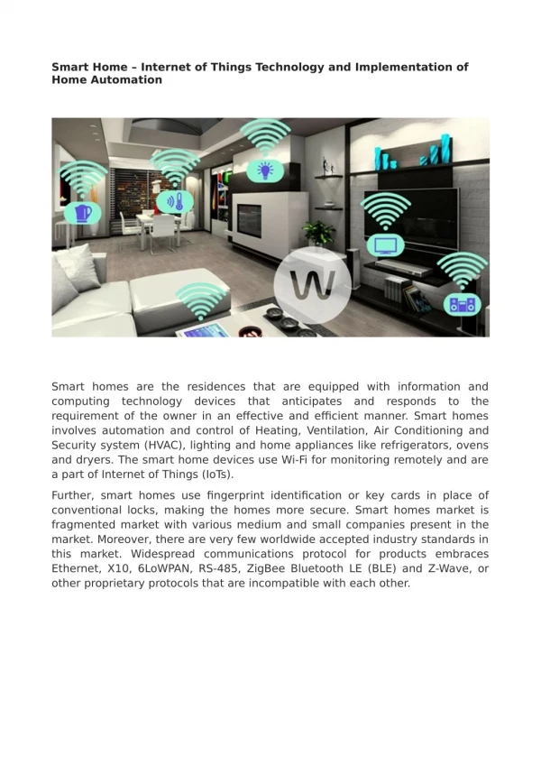 Smart Home Market (Application - Lighting Control, Security and Access Control, HVAC Control, Entertainment Control, and
