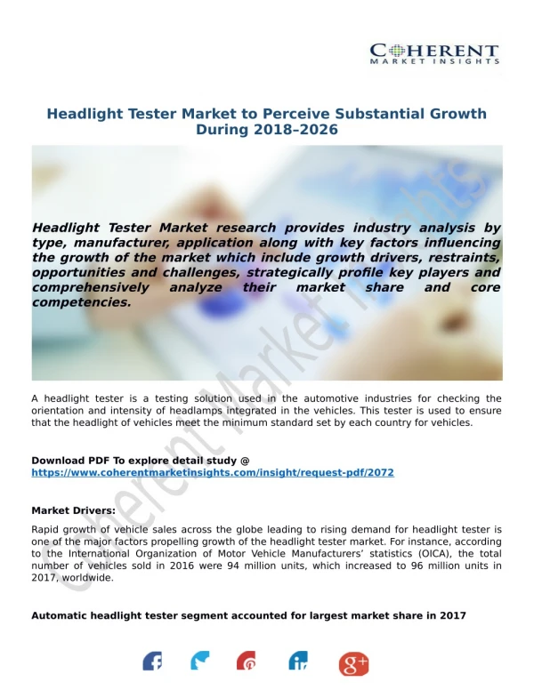 Headlight Tester Market to Perceive Substantial Growth During 2018–2026