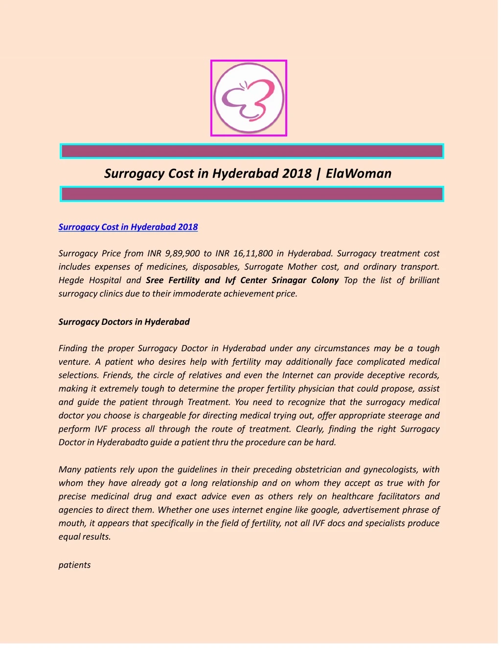 surrogacy cost in hyderabad 2018 elawoman
