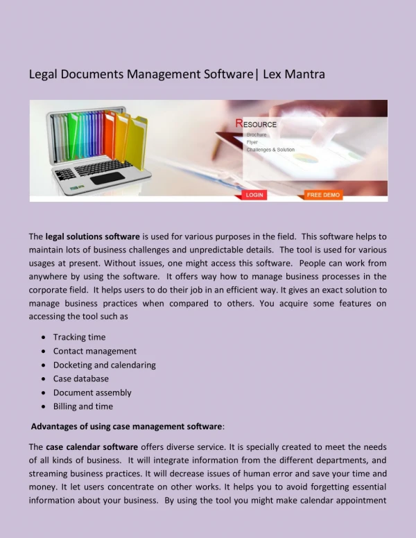 Legal Documents Management Software, Lex Mantra