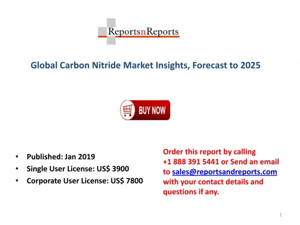 Carbon Nitride Market Industry 2019 Research Report By Demand, Price, Application, Key Manufacturers, Region and Forecas