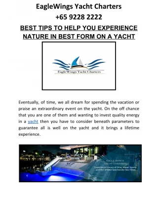 EXPERIENCE NATURE IN BEST FORM ON A YACHT - slide 1