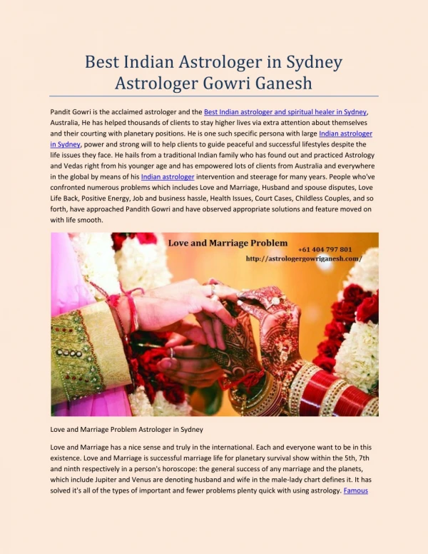 Best Indian Astrologer in Sydney Astrologer Gowri Ganesh