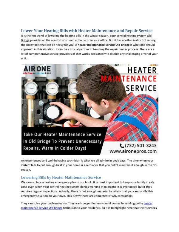 Lower Your Heating Bills with Heater Maintenance and Repair Service