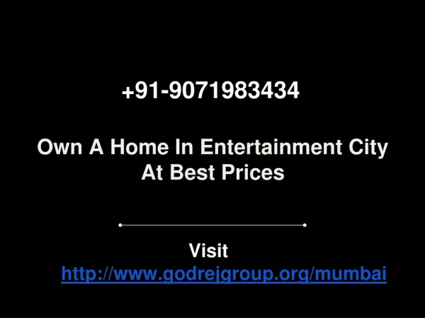 Own A Home In Entertainment City At Best Prices