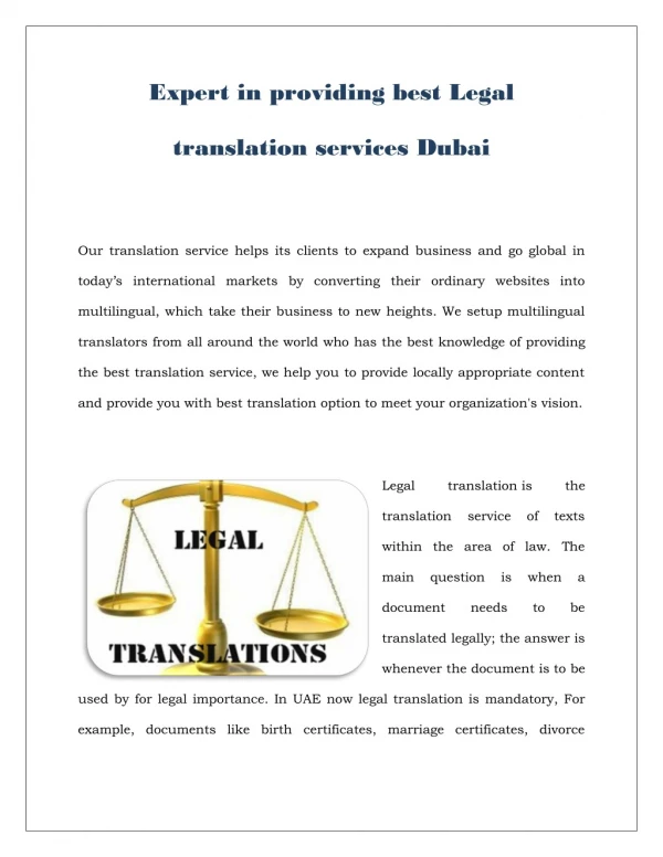 Legal Translation Services UAE