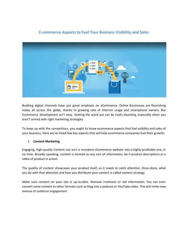 E-commerce Aspects to Fuel Your Business Visibility and Sales
