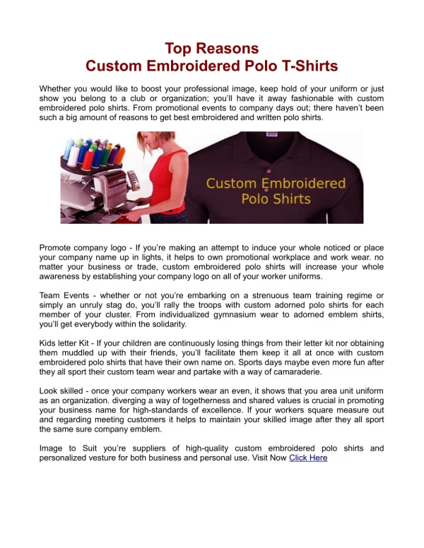 Top Reasons - Custom Embroidered Polo T-Shirts