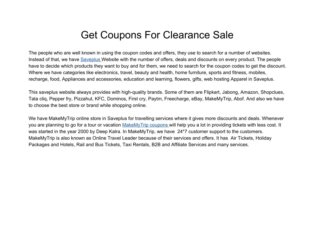 get coupons for clearance sale