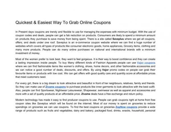 Quickest & Easiest Way To Grab Online Coupons