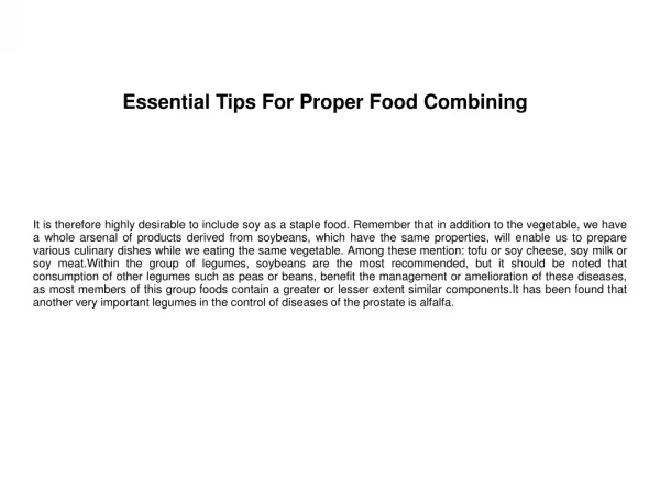 Essential Tips For Proper Food Combining